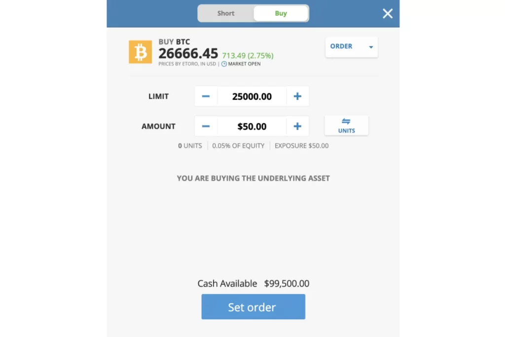 Place an Order to Buy Bitcoin